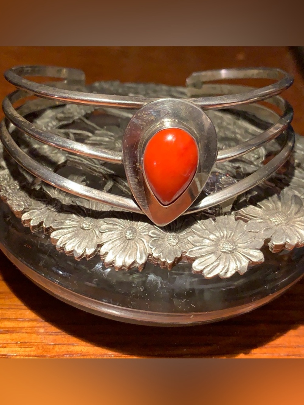 Vintage Zuni Sterling Coral Bracelet Cuff Signed Sensa Eustace 20.64 grams